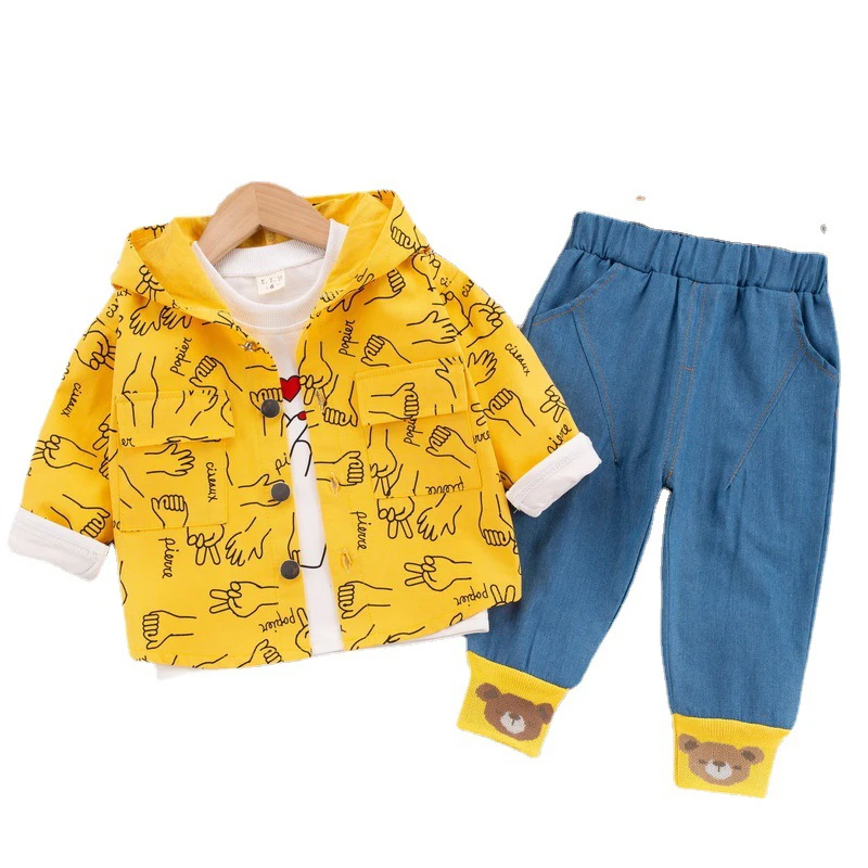 

Spring And Autumn Long-Sleeved Trousers T-shirt Three-Piece Set