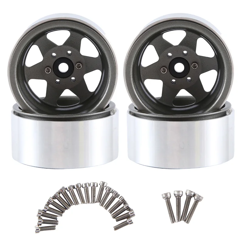 Фото FBIL-4Pcs 1,9-дюймовые металлические колесные диски для 1/10 RC Crawler Axial SCX10 II III Traxxas TRX4 RC4WD D90 Серый №5