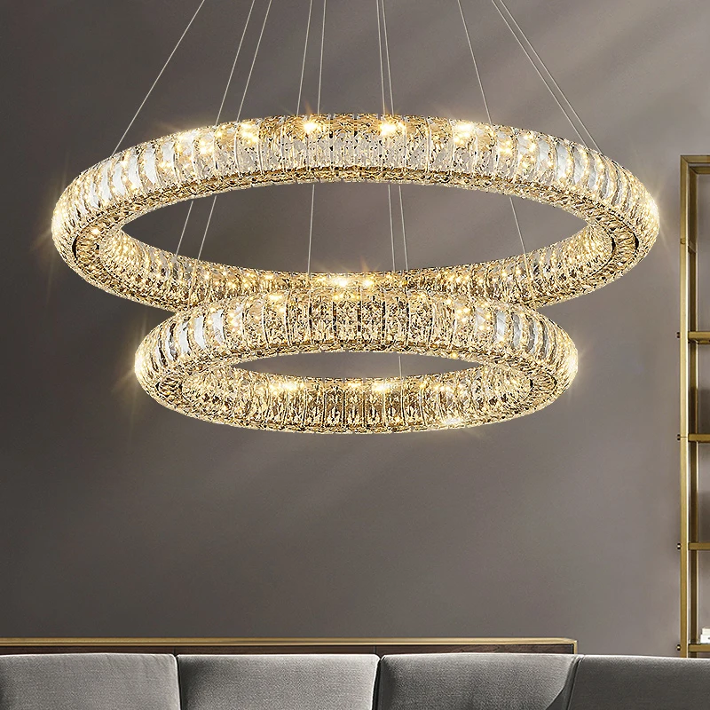 

Modern LED Large Luxury Chandeliers K9 Crystal Hanging Pendant Light Living Room Restaurant Hotel Decor Lustre Suspension Lamp