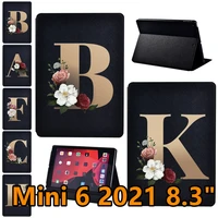tablet stand case for ipad mini 6 8 3inch 2021 a2567a2568a2569 gold letter print pu leather cover ipad mini 6 ultra thin cases
