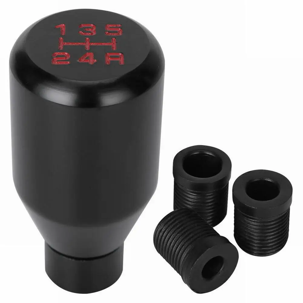

Universal 5 Speed Aluminum Manual Car Gear Knob Stick Shift Shifter Black Lever With 8/10/12mm Plastic Adapter Products