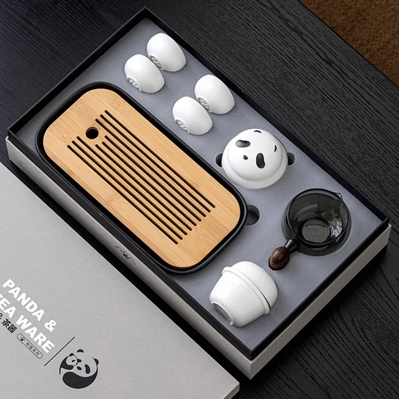 Роскошный керамический чайный набор с боковой ручкой и подставкой в виде панды