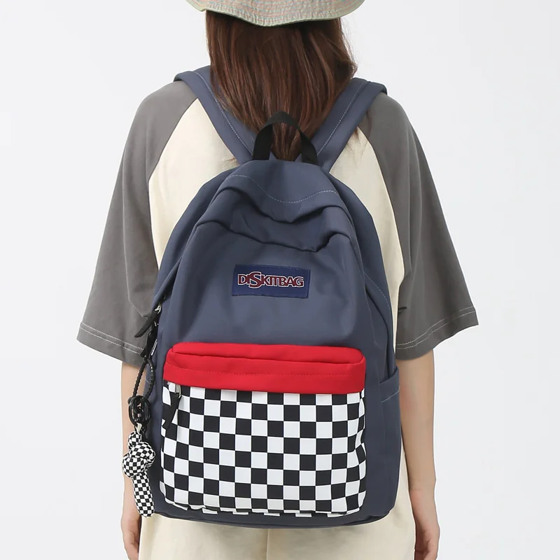

Клетчатый женский рюкзак, милая нейлоновая дорожная сумка, портативный Водонепроницаемый Школьный ранец для девочек-подростков, сумка для ...