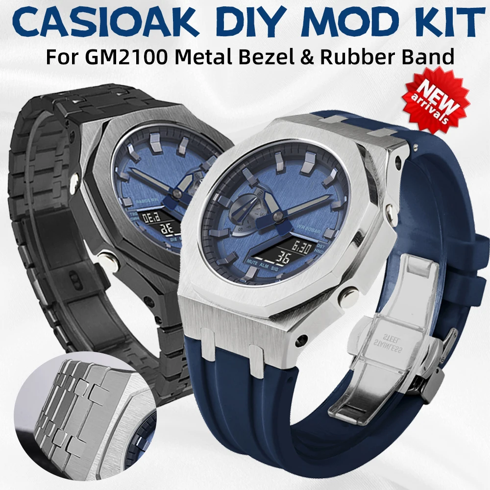 

Gen4 DIY Modification Kit For Casioak GM2100 Stainless Steel Case For GM2100 Metal Bezel Rubber Strap Band Refit Mod Kit