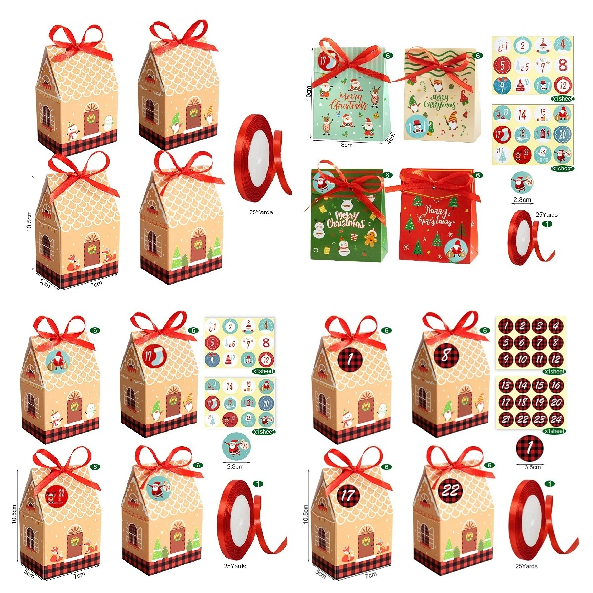 Small Gift Box Packing Paper Box Christmas Gingerbread House Paper Box Packing Box Gift Box 24 Sets