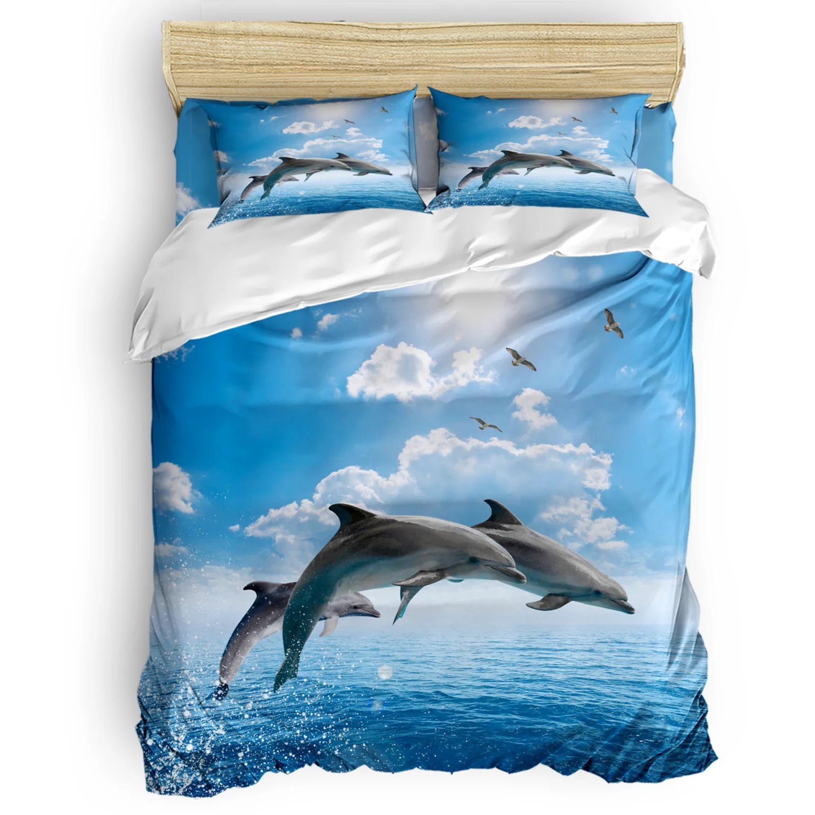 

Удобные бытовые товары Dolphin Sea Wave Bird, роскошный пододеяльник для кровати и спальни, 2/3/4 шт.