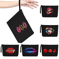 cosmetic bag mouth print multifunction toiletries organizer bag lady travel make up cases women clutch storage pouch pencil bag