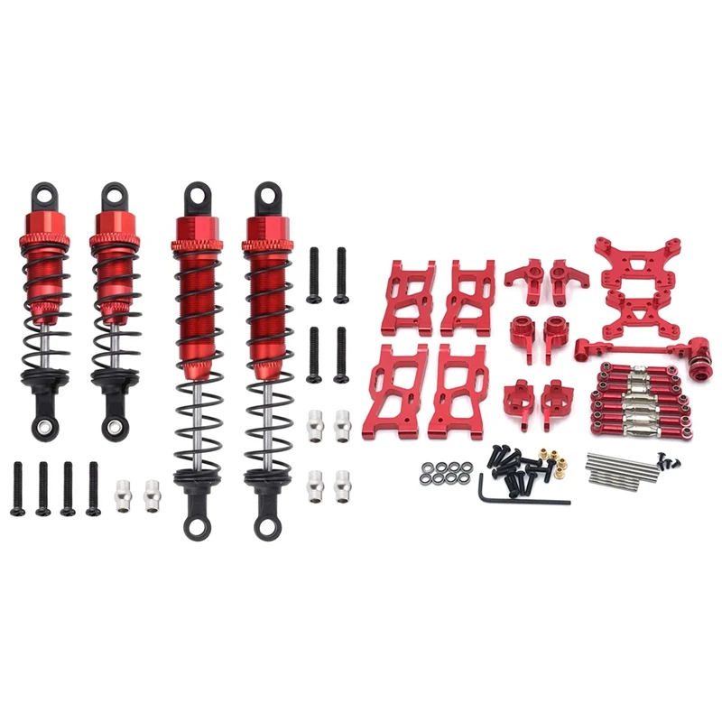 

2 Set RC Car Part: 1 Set Oil Filled Shock Absorber & 1 Set Swing Arm Steering Cup Shock Tower Upgrade Accessories Kit