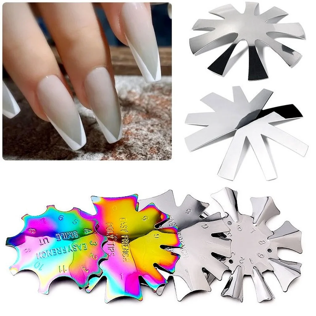

25 Shapes French Style Manicure Nail Plates Model DIY Nail Art Design Tools Stainless Steel Nail Art Edge Trimmer Nail Template