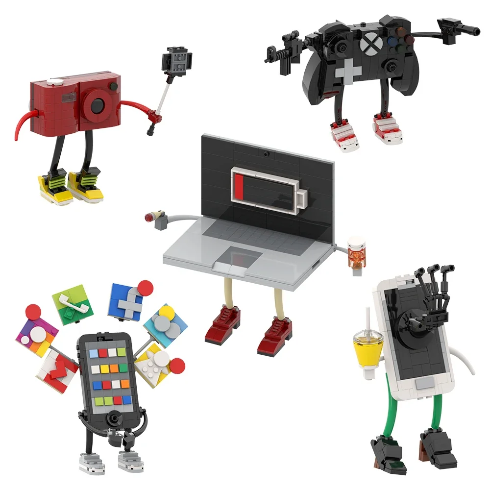 MOC телефон компьютер камера ретро строительные блоки набор мультфильм грамм роль
