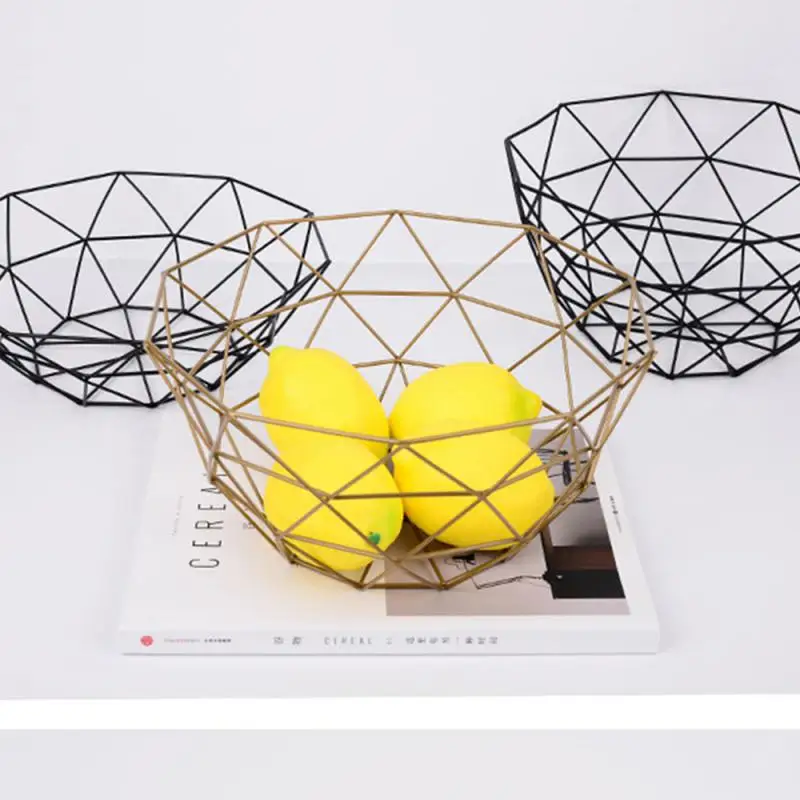 

Snack Dried Fruit Tray Vegetable Storage Bowls Living Room Decoration Organizer Metal Fruit Basket Drain Storage Basket