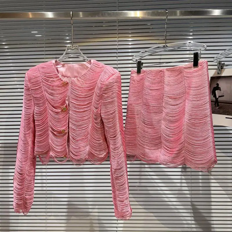 Элегантный женский комплект из двух предметов осень 2022 новая мода короткий