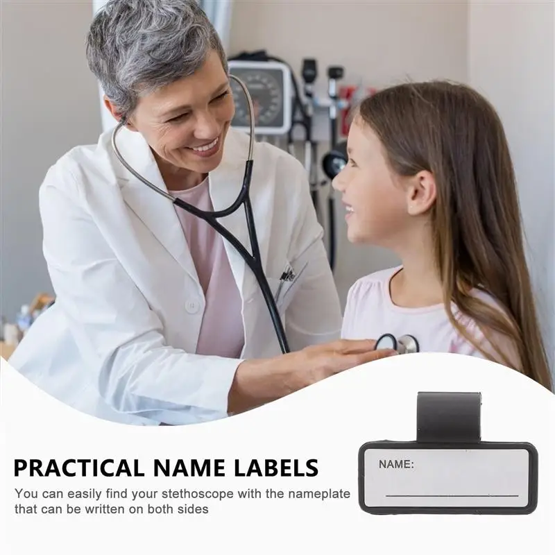 

5pcs Name Tags Plastic Stethoscope Name Cards for Stethoscope Tube With open clasp design for holding stethoscope tube