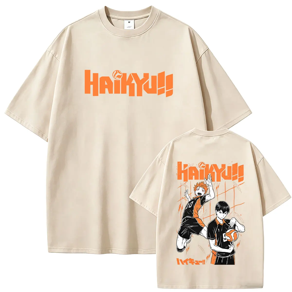 Футболка с графическим принтом аниме Haikyuu Hinata Shoyo и Tobio Kageyama, мужская и женская, оверсайз, в стиле манга, винтажная уличная мода (art.: 3920dbbdc3cdb) - 3920dbbdc3cdb