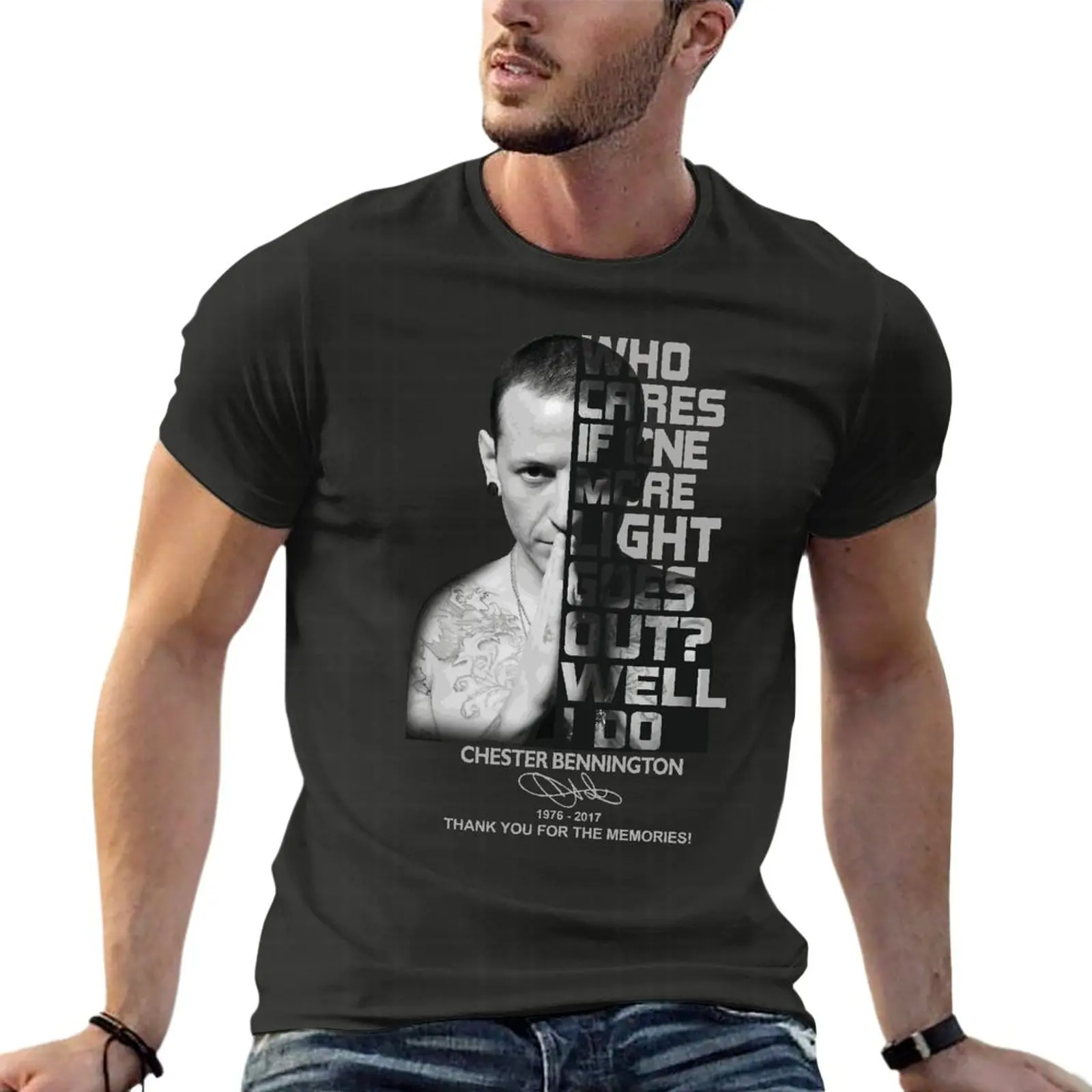 

Just Cause You Cant See Him Doesnt Means He Isnt There Chester Benning Oversize Tshirt Funny Men Clothing 100% Cotton Streetwear