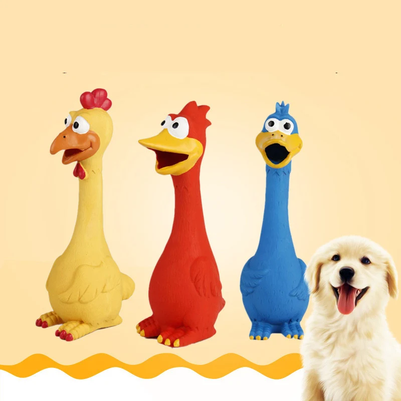 

Screaming Chicken For Dog Toys Molaring Squeeze Squeaky Sound Funny Toy For Dogs Chewing Resistance Biting Safety Rubber