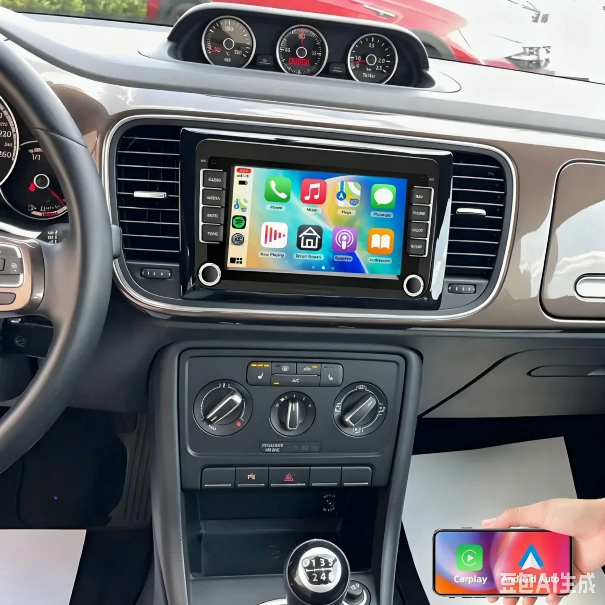 Фото Автомагнитола Android 15 с мультимедийным плеером 7 дюймов, 6+128 ГБ, для VW Beetle 2012-2019, беспроводной Apple CarPlay, аудио, стерео, GPS-навигация №1