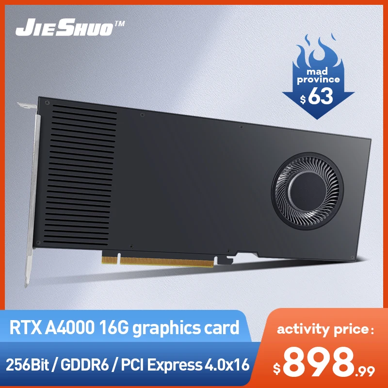 Новая Видеокарта NVIDIA Quadro RTX A4000 16 Гб GDDR6 256 бит для игровых компьютеров ETH до 60-62mh |