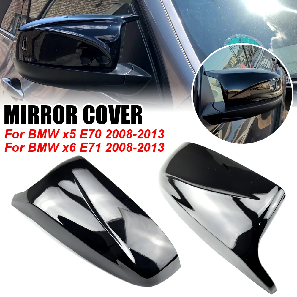 

2pcs Rearview Excellent Side Wing modified Bright black Carbon Fiber Pattern Mirror Cover caps For BMW X5 E70 X6 E71 2008-2013
