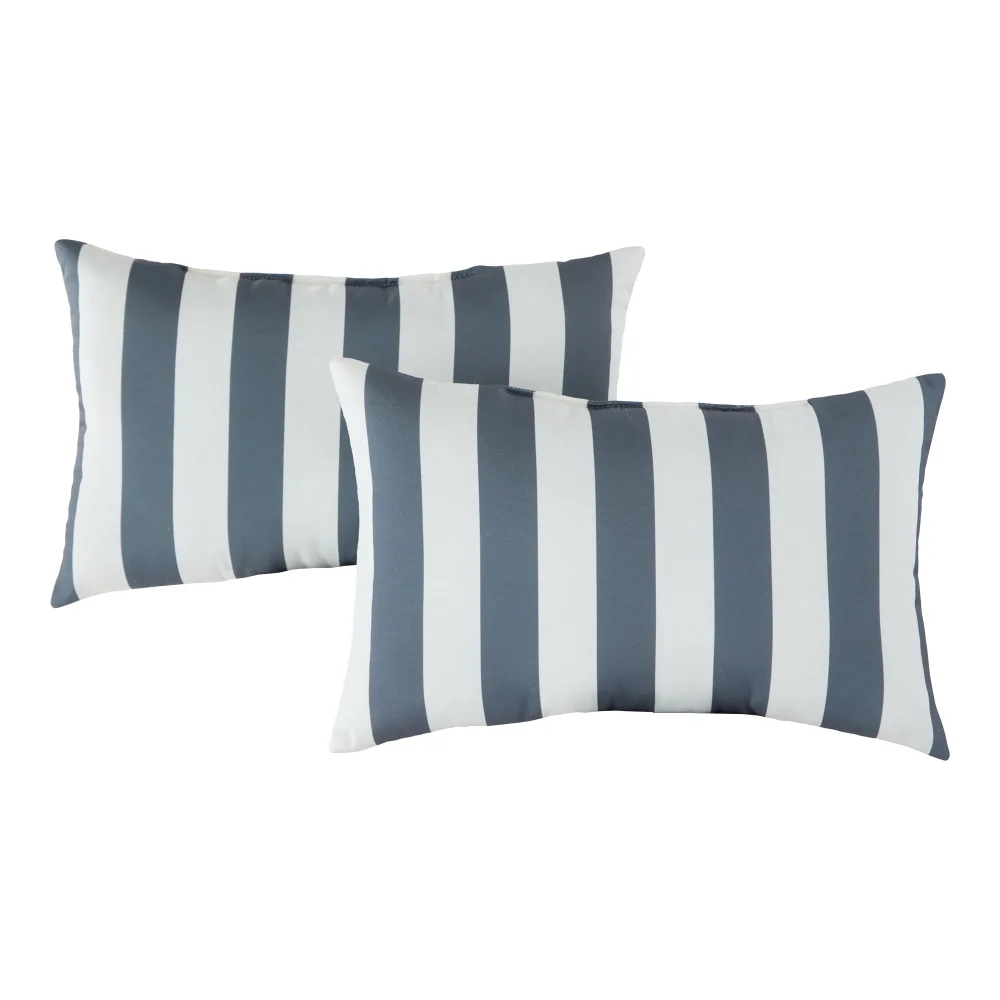 

Canopy Stripe Gray 19 X 12 In. Outdoor Rectangle Throw Pillow (Set of 2) By OIMG
