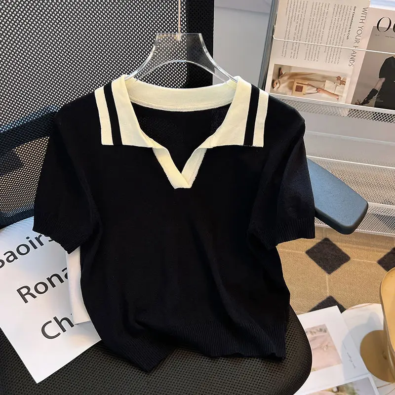 Летняя новая женская футболка с коротким рукавом женский Шелковый модный топ