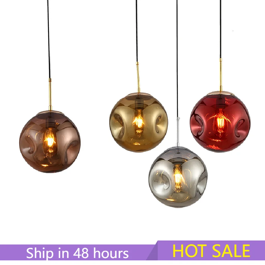 

LukLoy Colored Glass Pendant Lights Glass Ball Pendant Lamp Hanging Lamp Hanging Kitchen Lighting Bedside Lamp Led Bar Light
