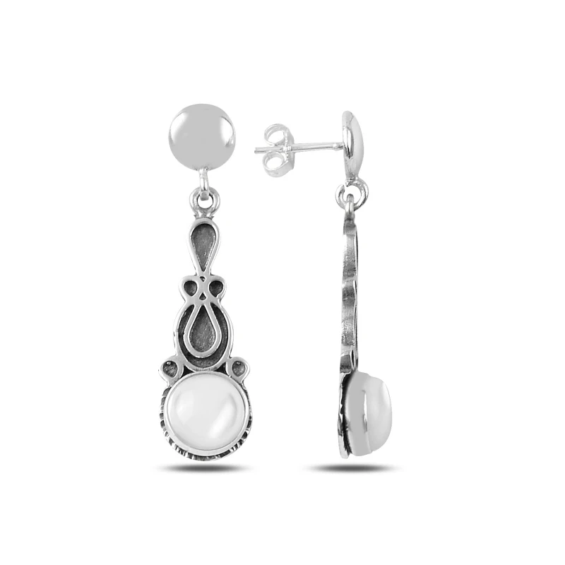 

Silver 925 Sterling Pearl Stone Handwork Earrings