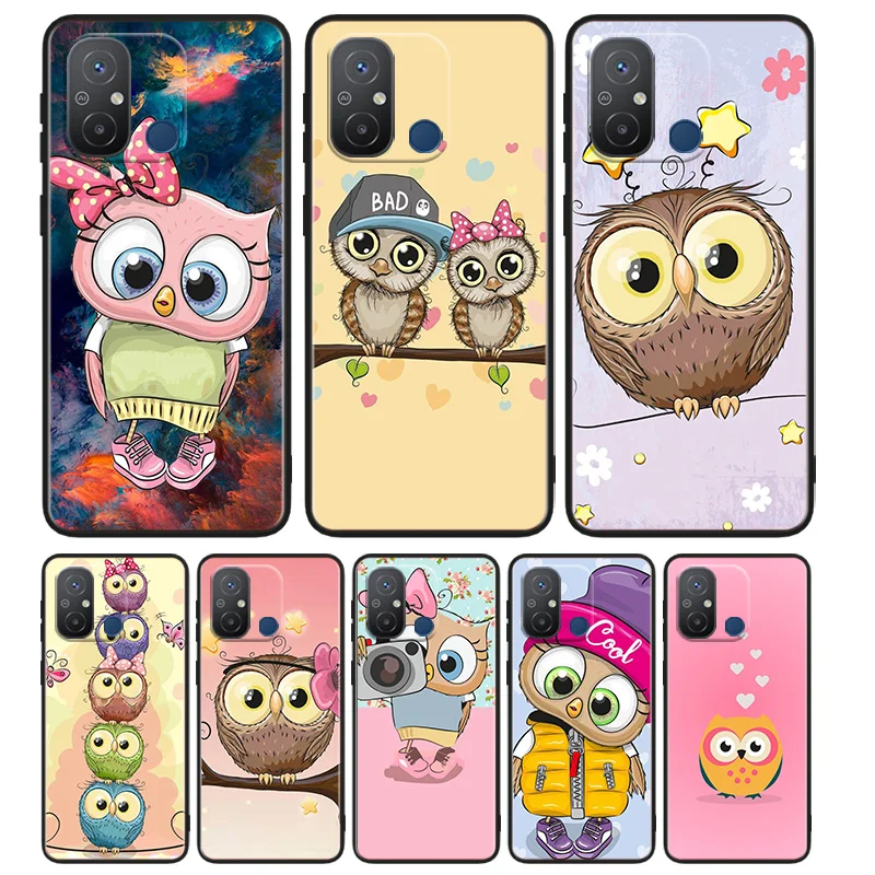 

Cute Owl Hearts Lover Phone Case For Xiaomi Redmi K60E K60 K50G K50 K40S K40 K20 S2 6A 6 5A 5 Pro Ultra Black Soft Cover