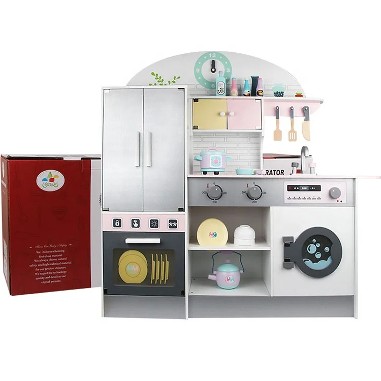 

Kids Pretend Kitchen Cooking Game Children Wooden Kitchen Toy Play Set for Baby