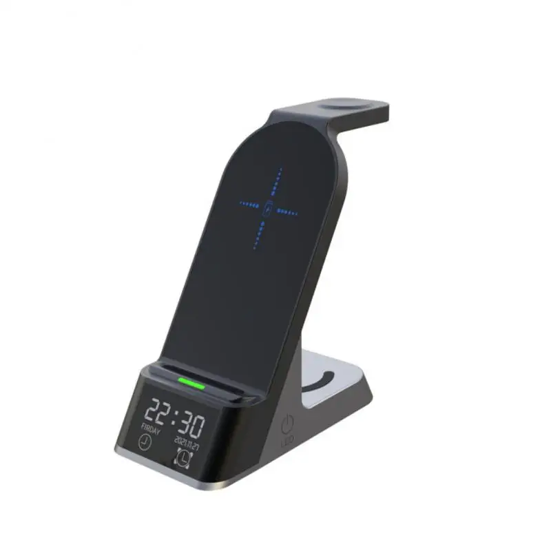 

Fast Charging Mobile Phone Charger Alarm Function Qi Quick Charging Dock Station Touch Control Led Digital Display Clock Display