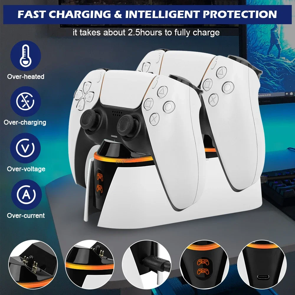 Для PS5/тонкий контроллер Joypad джойстик зарядное устройство Двойная док-станция