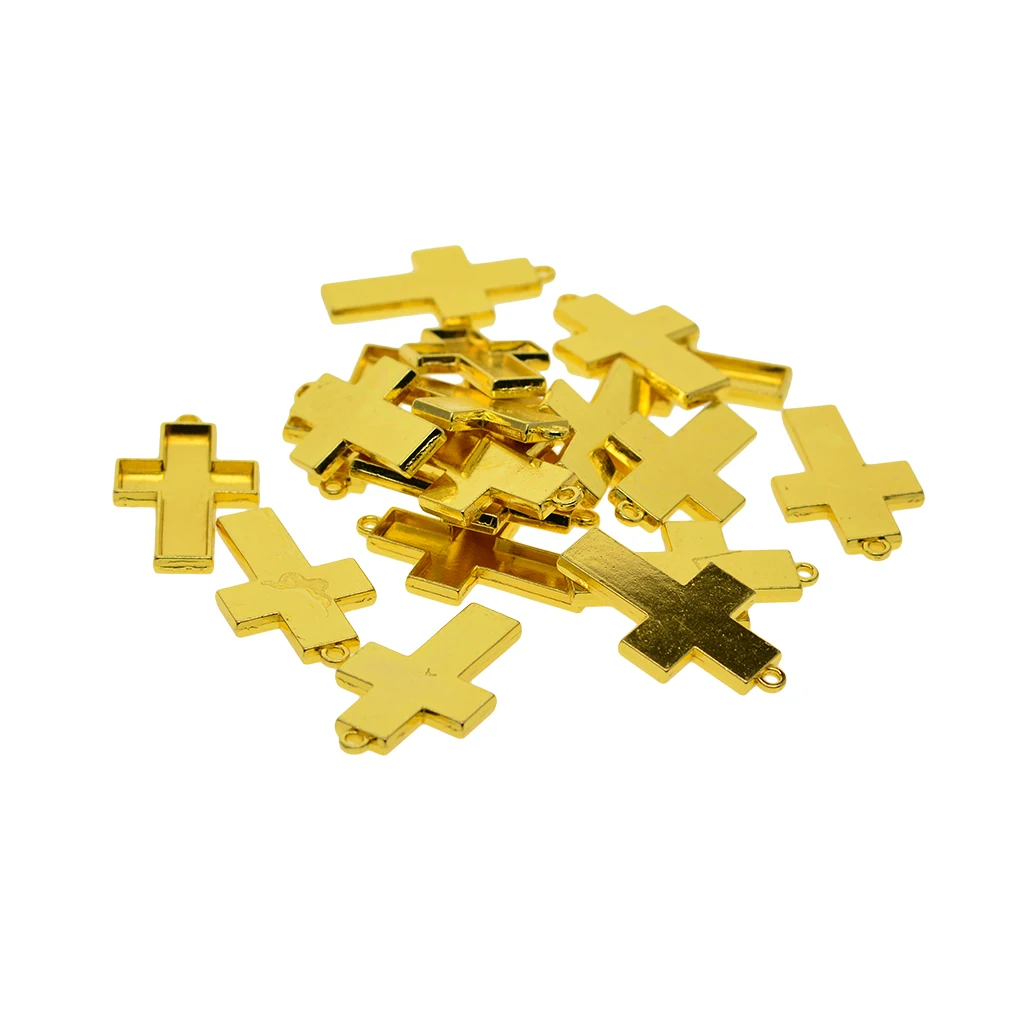 

20 pcs Gold Large Blank cross Bezel Tray Base Cabochon Pendant DIY necklace pendant GLUE Nail project