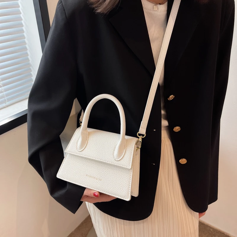 

Solid Color Frosting Handbag Shoulder Bags Small Clutch for Woman Dating Outting Classic Crossbody Messenger Bag Korean Style