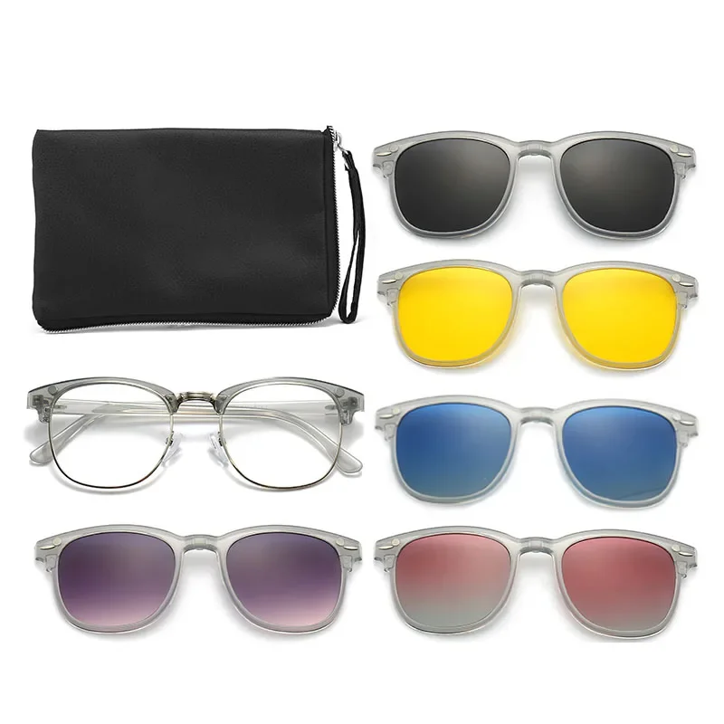 Желейно-серые женские солнцезащитные очки для близорукости в прозрачной оправе 6