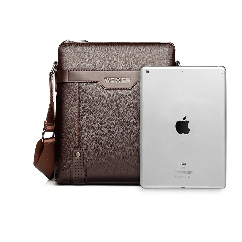 Luxury Leather Shoulder Bag For Men Business Messenger Bag Strap Handbags Male Crossbody Bag Casual Sling Bag For IPAD