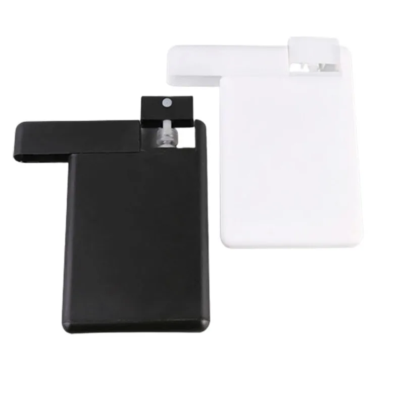 Atomizador de Perfume portátil, botella pulverizadora de niebla de bolsillo de 20CC, tipo tarjeta de crédito, PP, plástico blanco y negro, 1000x20ML