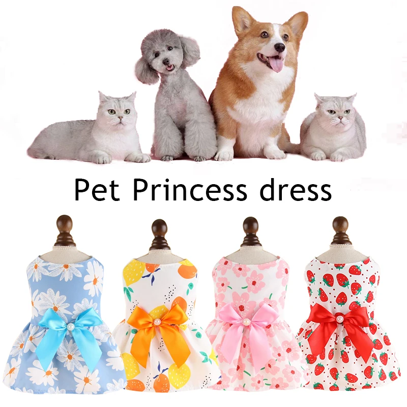 

Wedding Dresses Dog Skirt Floral Dog Dress Bow Princess Dress Spring Summer Section Cute Sweet Thin Small Fresh Buckle Style