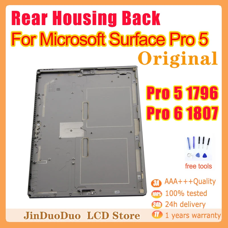 Original Rear Housing For Microsoft Surface Pro 5 1796 Back Cover Case Chassis For Microsoft Pro 6 1807 Cover Housing Door Case