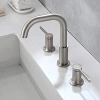 brushed basin faucets faucet with three holes hot and cold split type rotatable faucet for bathroom double handle
