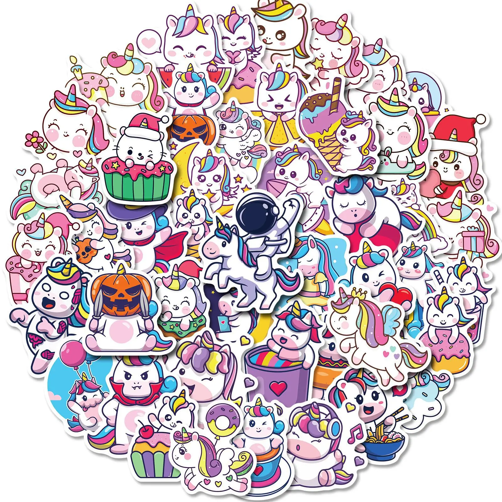 

50pcs Graffiti Decals Notebook Helmet Fridge Car Luggage Guitar Skateboard Waterproof Phone Laptop Unicorn Cup Sticker
