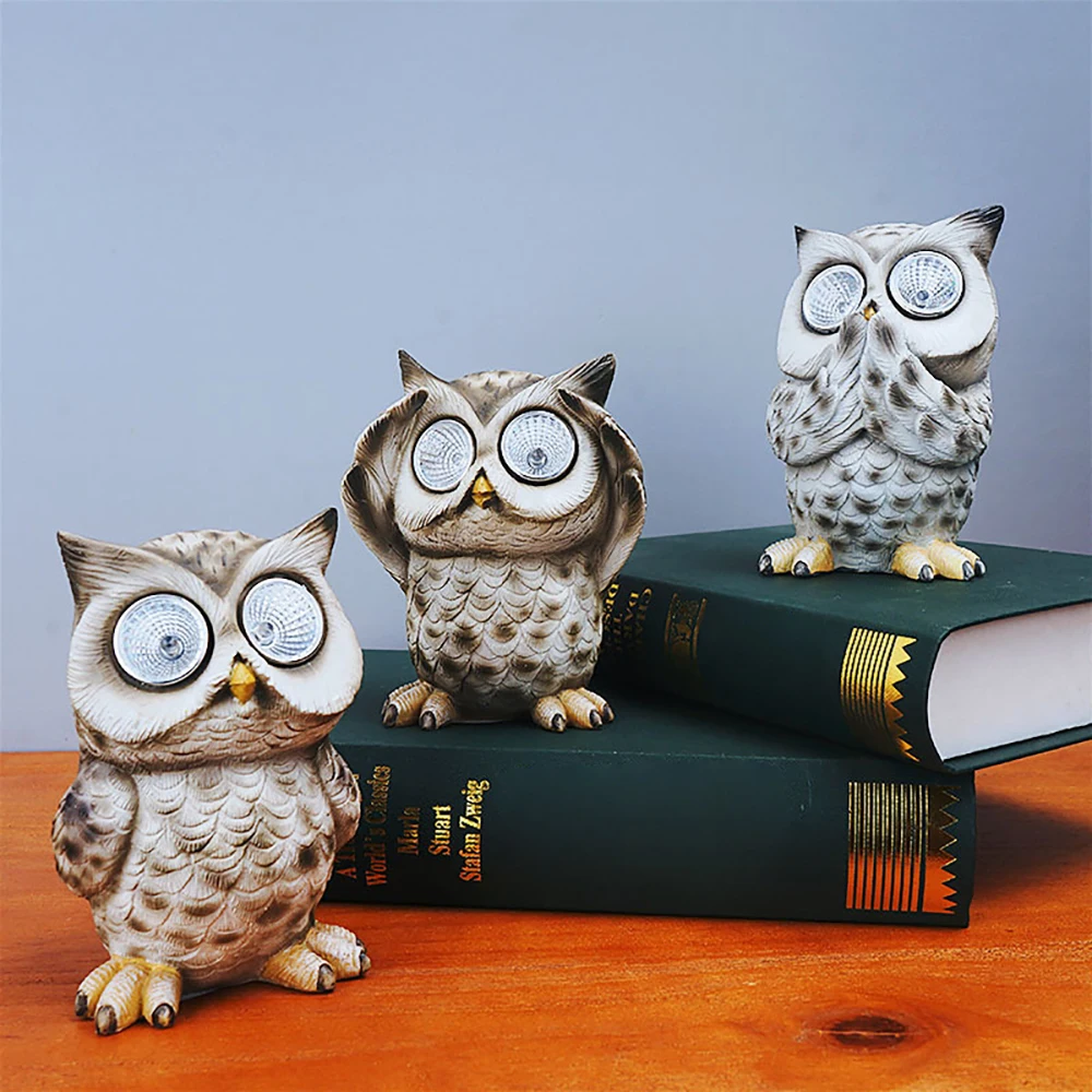 

JFBL Hot Solar Owl Decor 3 Packs Owl Solar Path Light Lamp Garden Sculptures Owl Solar Light For Garden Lawn Backyard Decoration