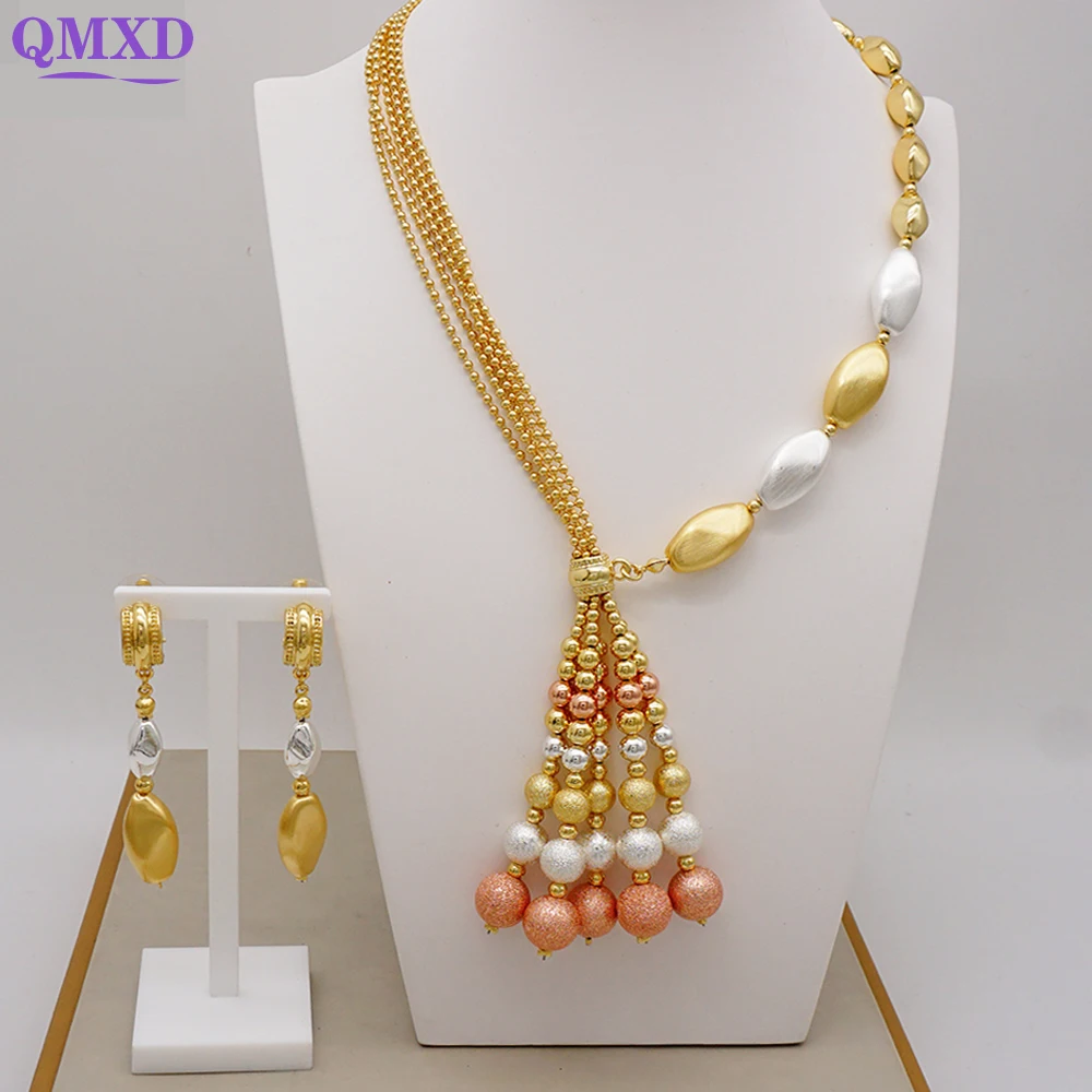 Fashion Dubai Gold Color Jewelry Sets Necklace Earrings Gifts Wedding Costume Jewellery Set For Women Bridal Wedding Gift