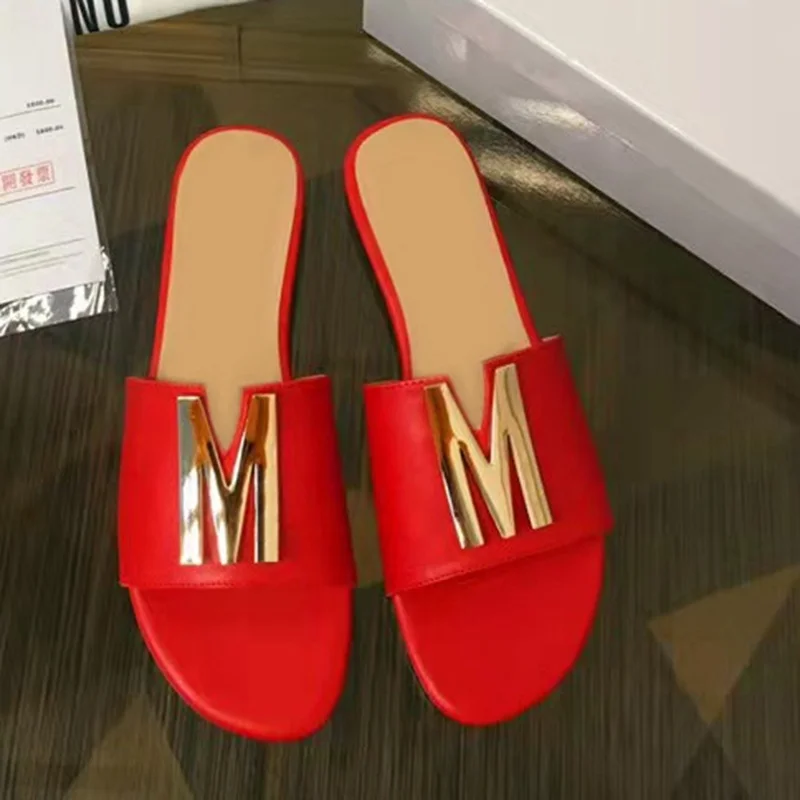 

luxury New Summer Letter Slippers Casual Fashion Brand Flat Shoes Women's Shoes Casual Shoes Female Outer Wear Sandals 35-42