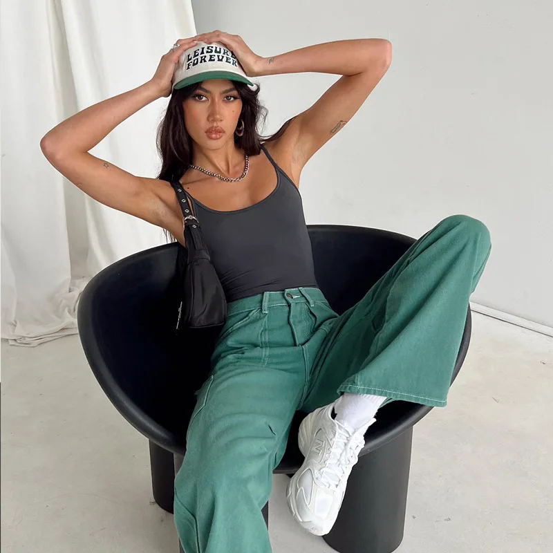 Europe Streetwear 2023 Summer Sexy Women Jumpsuits Backless Joint Style Design T-shirt Female Summer Fashion Clothes Y2K Traf