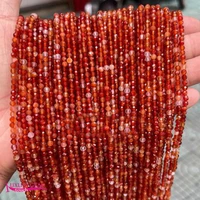 natural red agates stone loose beads high quality 2mm 3mm 4mm faceted round diy gem jewelry making accessories 38cm a4458