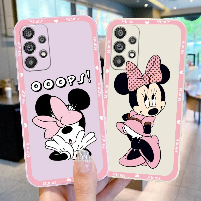 

Phone Case For Samsung Galaxy A73 A53 A33 A52 A32 A22 A71 A51 A21S A03S A50 5G Pink Minnie Mouse Art Liquid Rope Cover