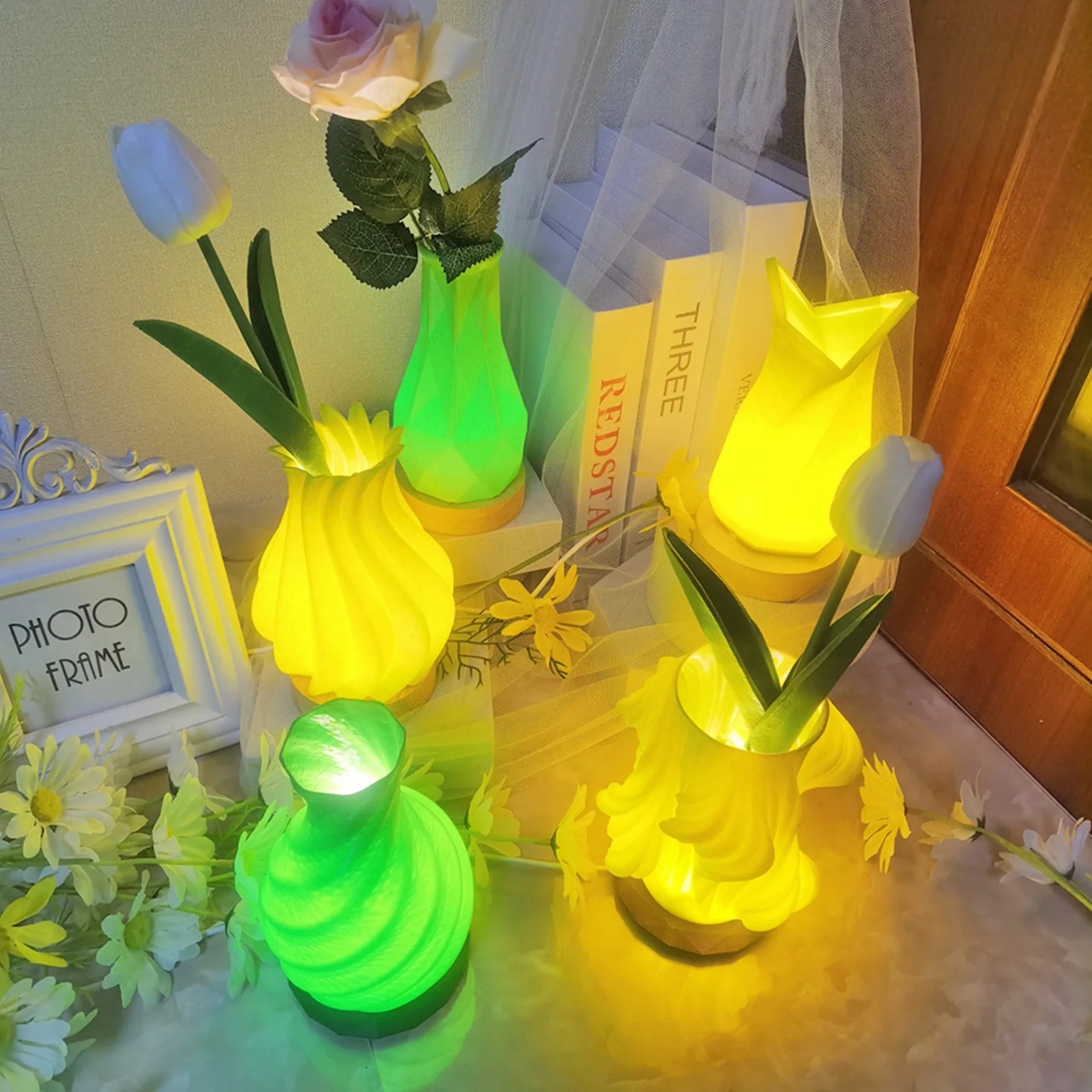 

Ночник, ваза-лампа, USB вилка, сушеная Цветочная ваза, ночная лампа, 3 цвета, Диммируемые поделки, праздничные подарки, домашний декор для гостиной