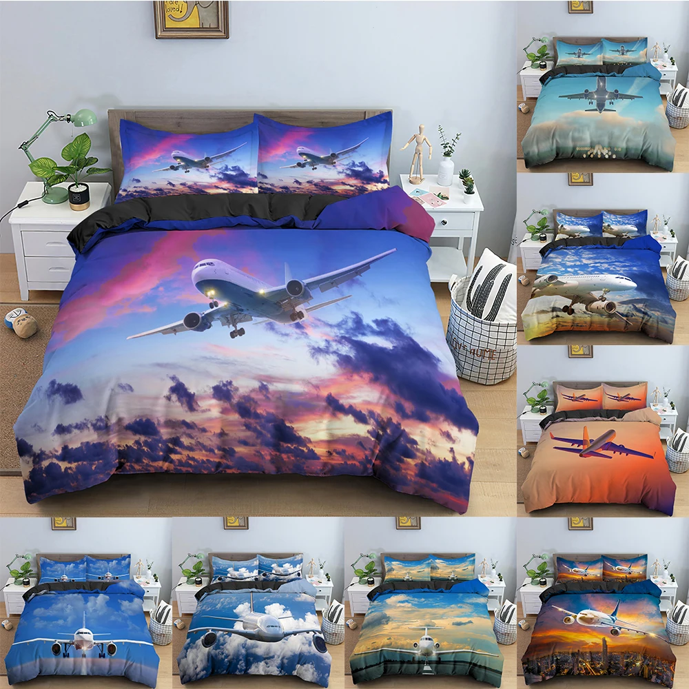 Комплект постельного белья с 3D самолетом пододеяльник рисунком неба одеяло