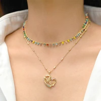 mothers day mom letter pendant heart necklaces for mother bohemia copper zirconia crystal chain necklace jewelry for mama women