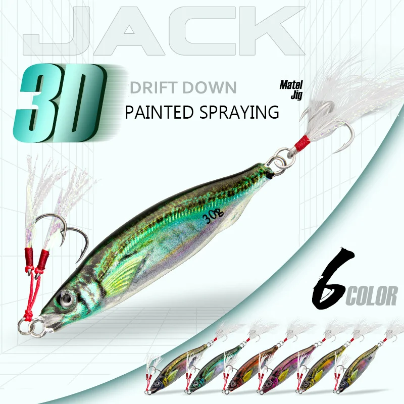 

Metal Jig 10g-80g 3D Printing Bass Fish Bait Tackle Trout Shore Drag Cast Sea Fishing Tuna Slow Jigging Lure Jigs Saltwater Hook